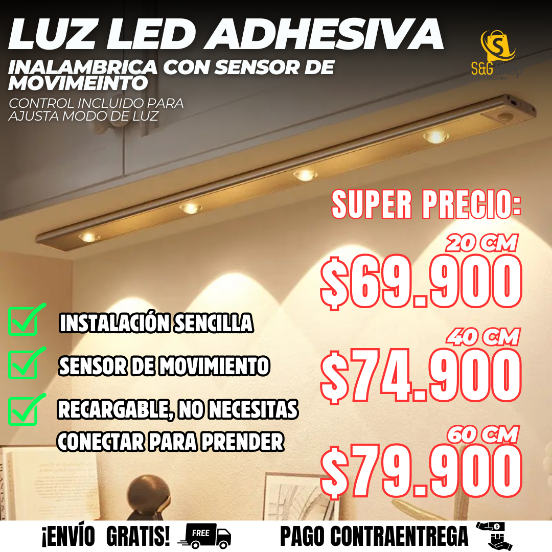 Lampara Led Adhesiva Con Detector de movimiento Inteligente