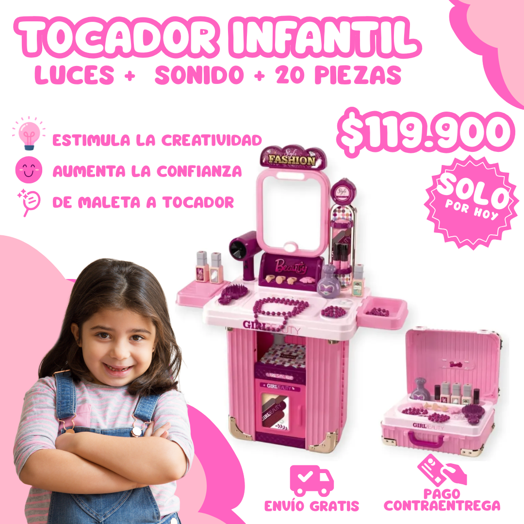 MALETA TOCADOR INFANTIL + 20 PIEZAS