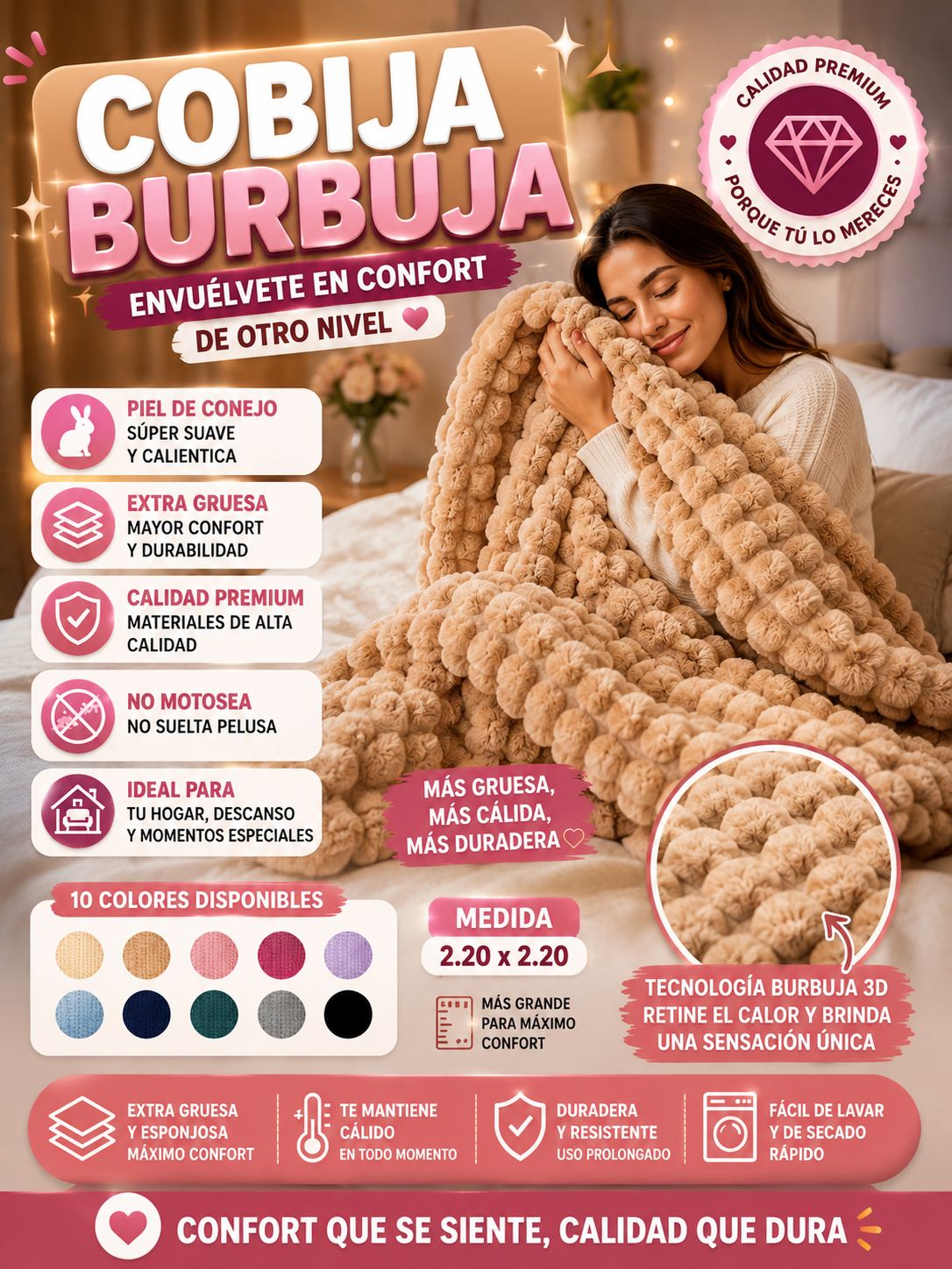 COBIJA BURBUJA PIEL DE CONEJO