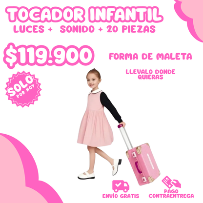 MALETA TOCADOR INFANTIL + 20 PIEZAS