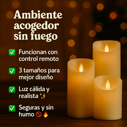 SET DE VELAS DECORATIVAS X3 + CONTROL