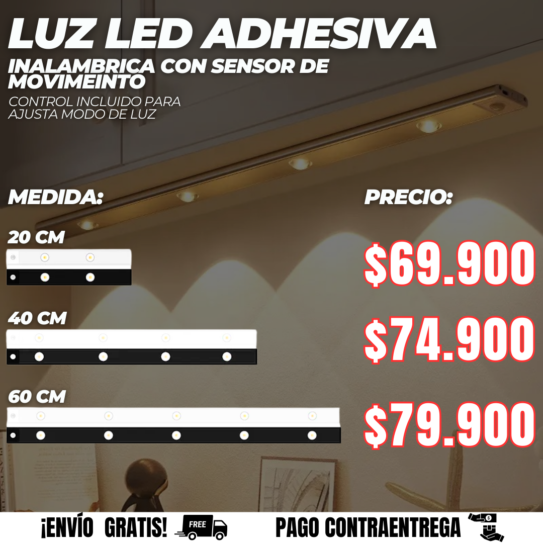 Lampara Led Adhesiva Con Detector de movimiento Inteligente