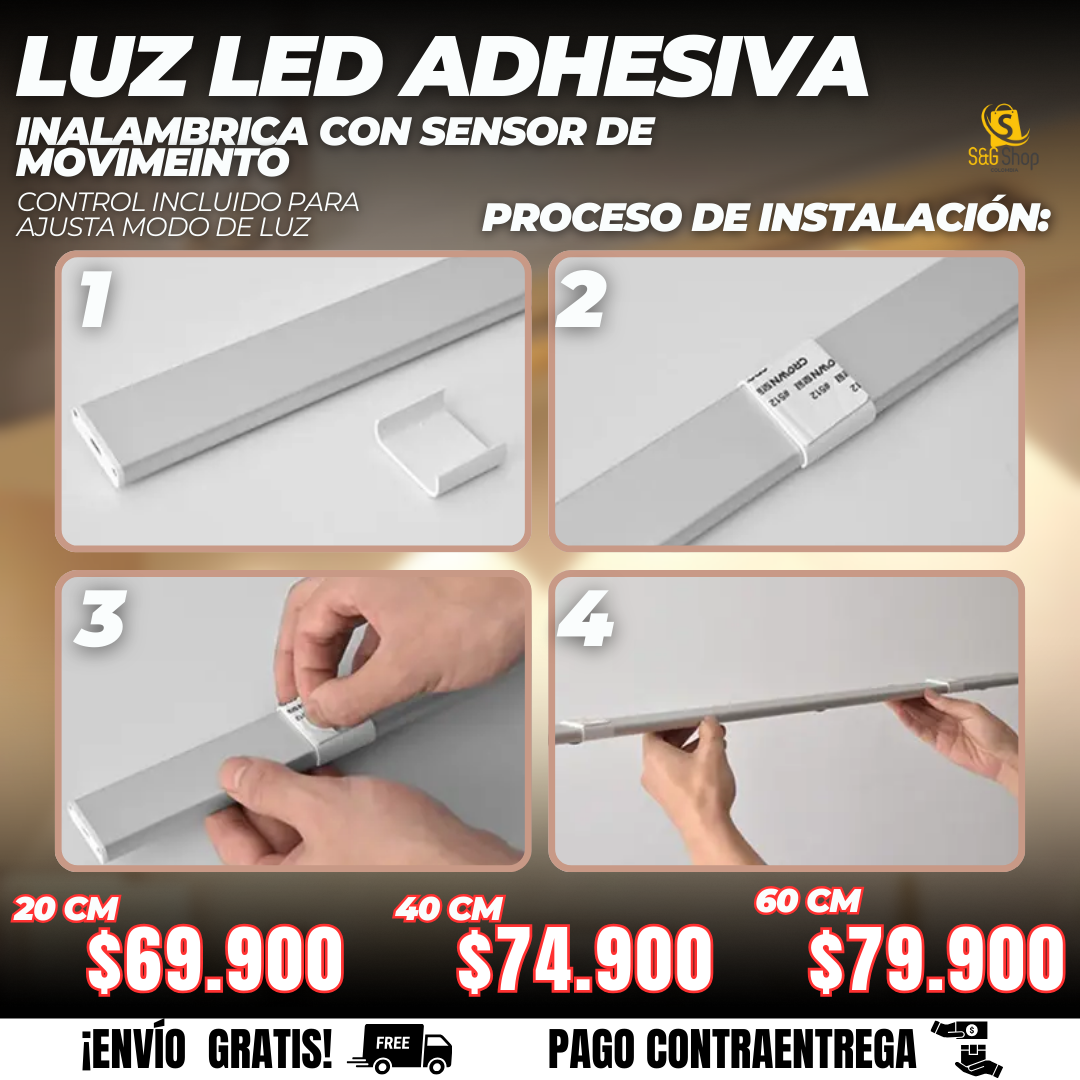 Lampara Led Adhesiva Con Detector de movimiento Inteligente