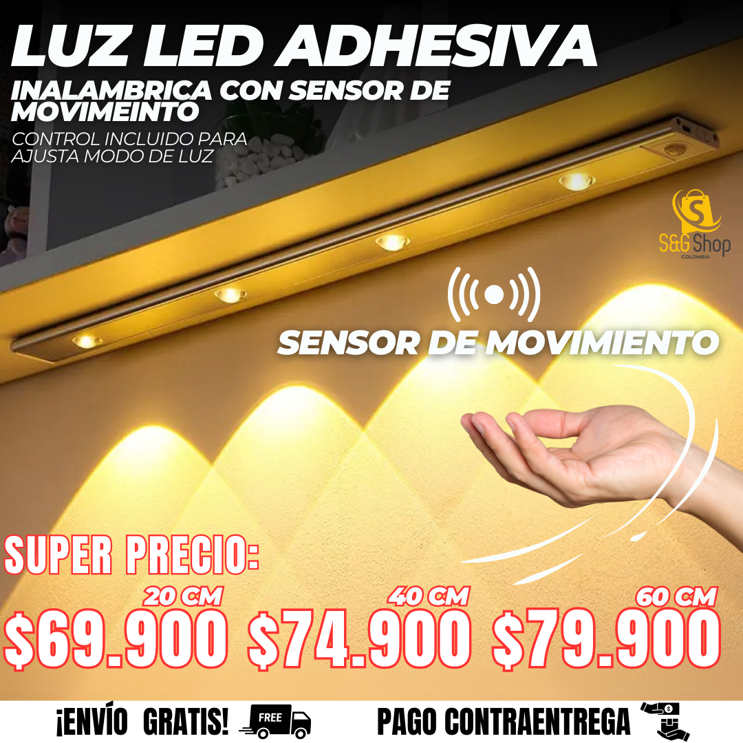 Lampara Led Adhesiva Con Detector de movimiento Inteligente