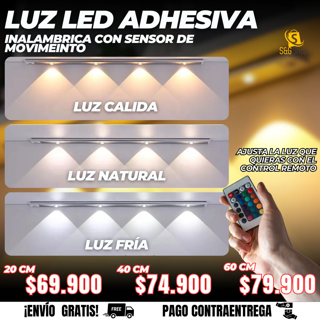 Lampara Led Adhesiva Con Detector de movimiento Inteligente